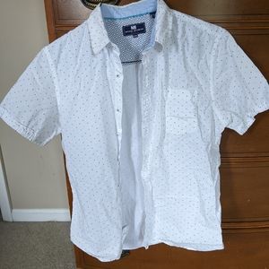 White and blue check short sleeve casual shirt